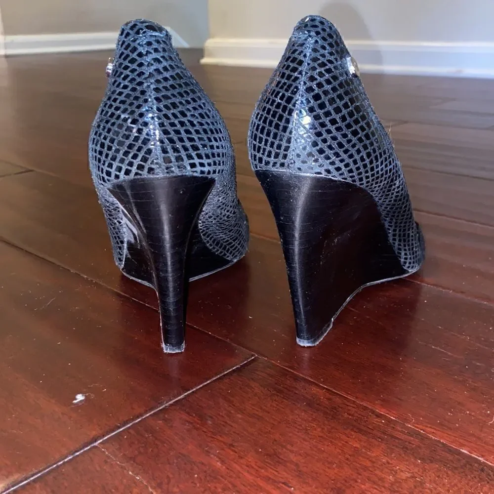 Calvin Klein snakeskin wedges
